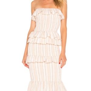 Tularosa Bailee Dress Midi Smocked M Pink Striped